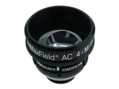 Ocular® Maxfield® AC four mirror gonio diagnostic lens, 15.0mm flange, 90º+ static gonio FOV, 0.61x image mag., 15.0mm contact diameter, 30.0mm lens height, 31.5mm ring diameter, for high-resolution viewing the anterior chamber an