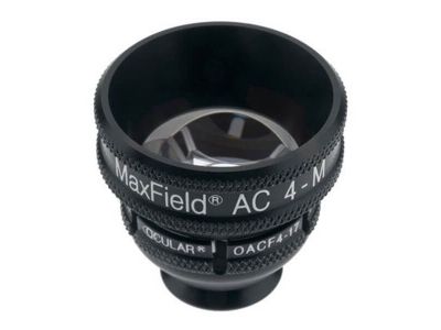 Ocular® Maxfield® AC four mirror gonio diagnostic lens, 17.0mm flange, 90º+ static gonio FOV, 0.61x image mag., 17.0mm contact diameter, 31.0mm lens height, 31.5mm ring diameter, for high-resolution viewing the anterior chamber an