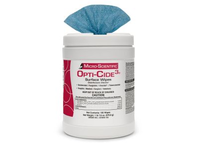 Opti-Cide3® surface wipes, 100 (7'' x 10'') wipes per canister, case of 6 canisters
