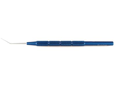 Sinskey iris/IOL manipulating hook, 4 5/8'', angled shaft, 11.0mm from bend to tip, 0.2mm diameter blunt tip, round titanium handle