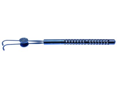 Wright double hook, 5 1/2'',11.5mm long angled, round handle, titanium