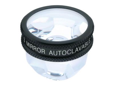 Ocular® Three mirror unversal style diagnostic lens, 150º static gonio FOV, 0.61x image mag., 10.0mm contact diameter, 25.0mm lens height, autoclavable