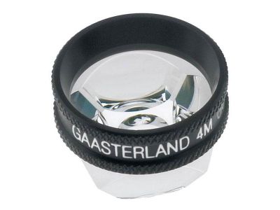 Ocular® Gaasterland four mirror gonio diagnostic lens, Laserlight® anti-reflective coating, 90º+ static Gonio FOV, 0.61x gonio mag., 8.5mm contact diameter, 22.0mm lens height, 24.5mm ring diameter