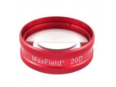 Ocular® Maxfield® 20D indirect diagnostic/laser lens, aspheric glass, Laserlight® HD anti-reflective coating, red ring, 50º static FOV, 2.97x image mag., 0.34x laser spot mag., 47.0mm working distance, 48.0mm clear aperture, 56g l