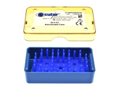 Ocular® plastic sterilization tray, 1 1/2''W x 2 1/2''L x 3/4''H, base, lid and silicone finger mat, accommodates 1-2 lenses