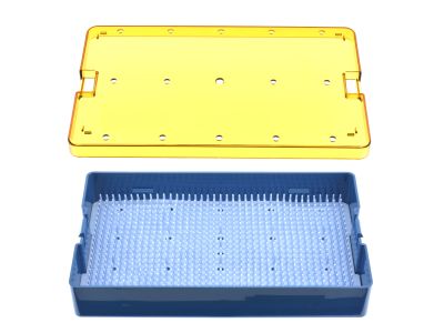 Ocular® plastic sterilization tray, 6'' W x 10'' L x 1 1/2'' H, deep base, lid and silicone finger mat, accommodates multiple lenses
