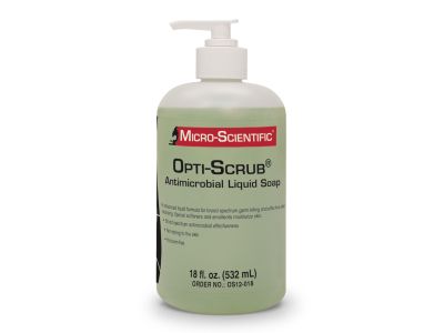 Opti-Scrub® liquid antimicrobial skin cleanser, 18oz. flip top pump bottle, case of 12