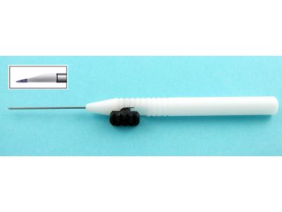 Sapphire ocular vitreo-retinal membrane scraper, 20 gauge, adjustable Sapphire enhanced flexible tip for isolation and manipulation of micro-retinal membranes, disposable. Packaged individually sterile, box of 5.
