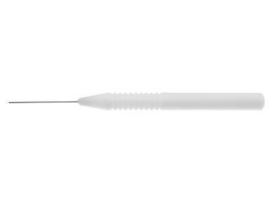 Sapphire ocular vitreo-retinal membrane scraper, 20 gauge, non-adjustable Sapphire enhanced flexible tip for isolation and manipulation of micro-retinal membranes, disposable. Packaged individually sterile, box of 5.