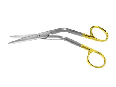 Cottle dorsal scissors, 6'',heavy, angled shanks, straight TC blades, blunt tips, gold ring handle