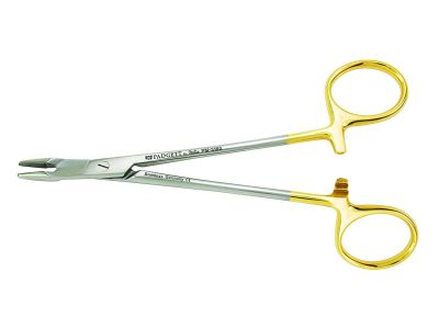 Olsen-Hegar needle holder/suture scissors, 5 1/2'',straight, smooth TC jaws, gold ring handle