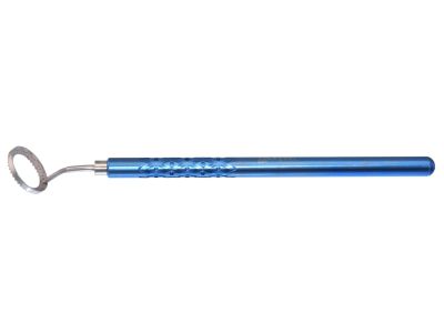 Mastel Gimbel-Mendez degree gauge, beveled face, 11.75mm internal diameter, 16.0mm outer diameter, measures 0-180° in 5° increments, ring mounted at 90°, Thornton titanium handle