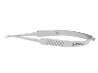 Holland DALK scissors, 4'', right, curved spatulated blade, shorter outer blade, blunt tips, flat handle