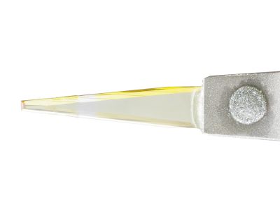 Mastel Fine Triamond paracentesis diamond knife, angled, 0.30mm/1.20mm wide blade, flat tip, president fixed handle