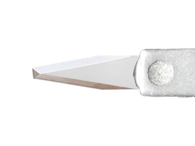 Mastel truncated triple edge diamond knife, angled, 0.20mm/1.00mm wide blade, safety beveled sides, president fixed handle