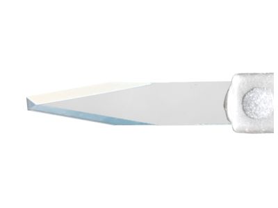 Mastel UltraThin truncated triple edge diamond knife, angled, extended, 0.20mm/1.00mm wide blade, safety beveled sides, president fixed handle