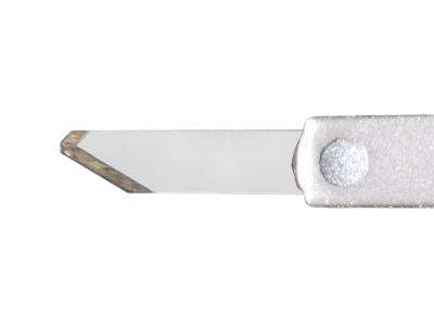 Mastel trifacet paracentesis diamond knife, straight, 1.00mm wide blade, safety beveled sides, president fixed handle