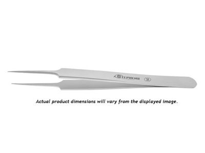Jeweler's-type forceps #3C, straight shafts, extra fine pointed tips, flat handle, packaged individually, sterile, disposable, box of 10