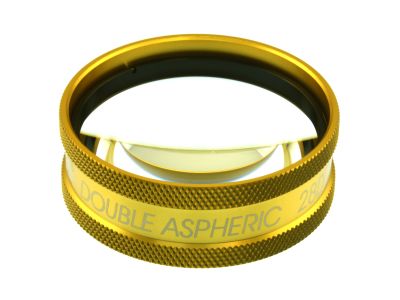 Volk® 28D BIO lens, gold ring, 53°/69° FOV, 2.27x image mag., 0.44x laser spot, 33.0mm working distance, ideal for fundus scanning