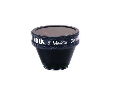 Volk® 3 Mirror Gonio lens, advanced no fluid, 60°/66°/76° mirror angles, 1.06x image mag., 0.94x laser spot size, 18.0mm contact diameter, ideal for viewing and treatment of the Anterior Chamber and Central and Peripheral Fundus