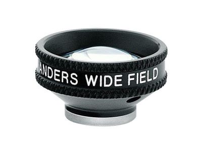 Ocular® Landers 155D wide field vitrectomy lens, 130º static FOV, 146º dynamic FOV, 0.38X image mag., 11.8mm lens height, produces wide angle inverted image