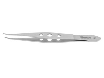 Barraquer cilia forceps, slightly angled, flat 3-hole handle, packaged individually, sterile, disposable, box of 10