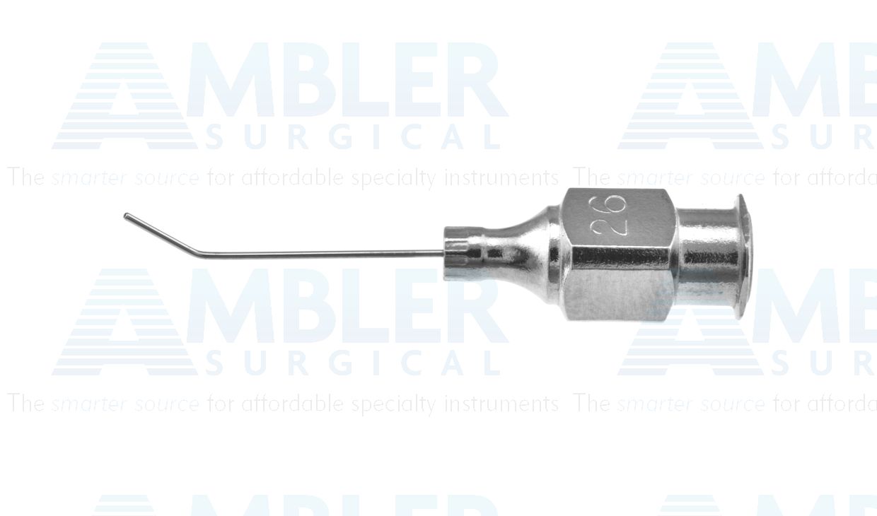 Air injection cannula, 26 gauge, angled 45º, 5.0mm from bend to tip, 19.0mm overall length excluding hub