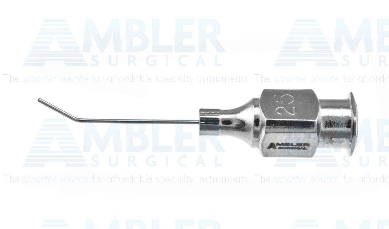Air injection cannula, 25 gauge, angled 45º, 5.0mm from bend to tip, 19.0mm overall length excluding hub