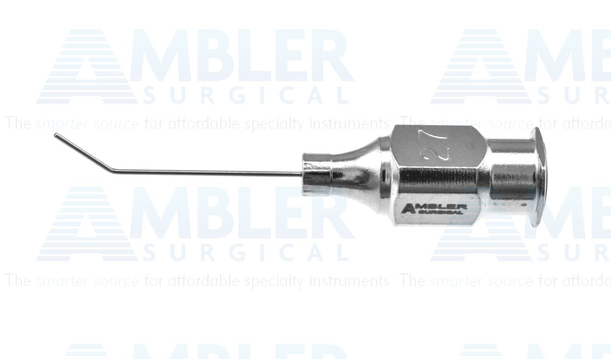 Air injection cannula, 27 gauge, angled 45º, 5.0mm from bend to tip, 19.0mm overall length excluding hub