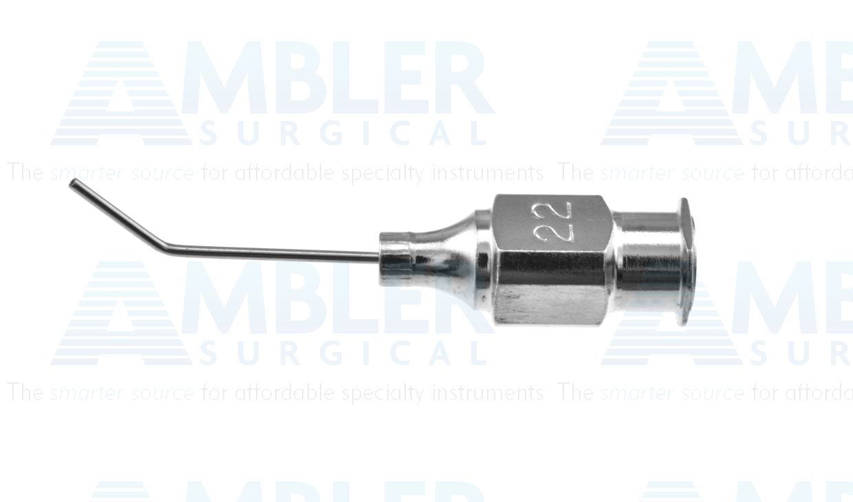 Air injection cannula, 22 gauge, angled 45º, 7.0mm from bend to tip, 19.0mm overall length excluding hub