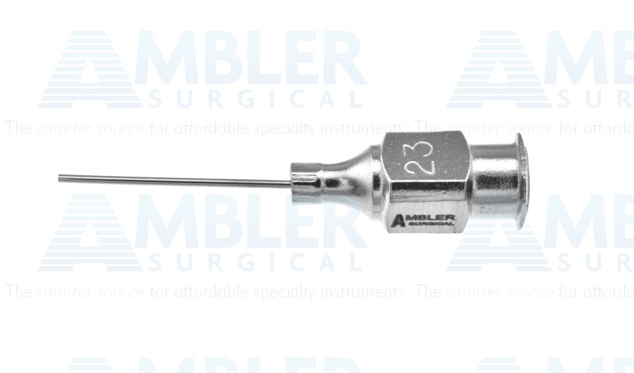 McIntyre anterior chamber irrigating cannula, 23 gauge, straight, blunt tip, 18.0mm overall length excluding hub