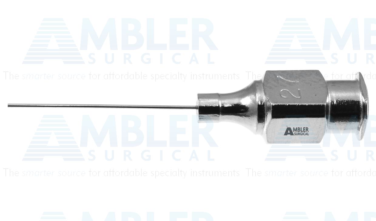 Scheie anterior chamber irrigating cannula, 27 gauge, straight, blunt tip, 20.0mm overall length excluding hub