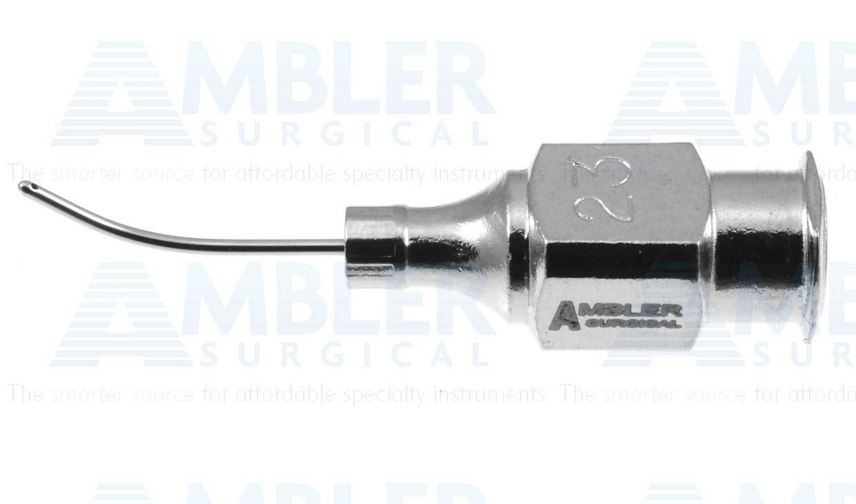 Simcoe cortex extractor cannula, 23 gauge, curved, 0.3mm aspiration port, 13.0mm overall length excluding hub