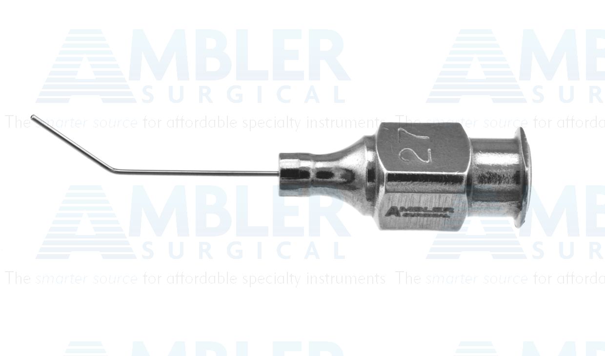 Rainin air injection cannula, 27 gauge, angled 45º, 7.0mm from bend to tip, 19.0mm overall length excluding hub