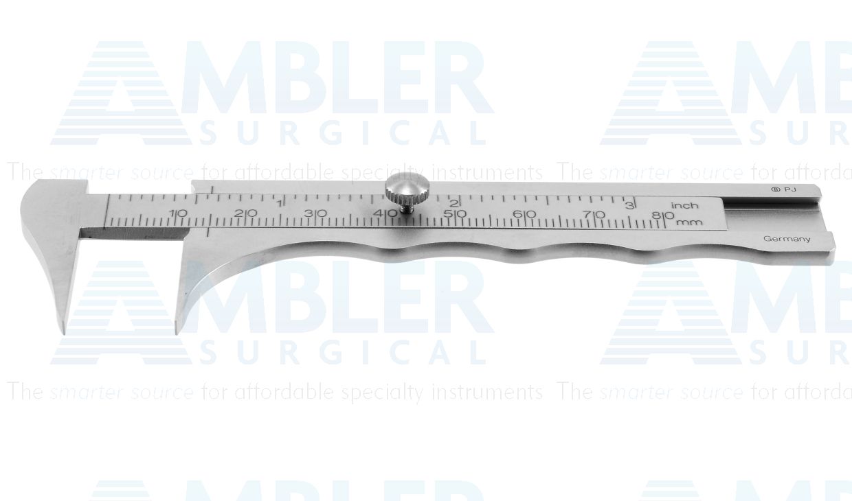Jameson caliper, 3 3/4'', angled tips, measures 0-80mm in 1mm increments