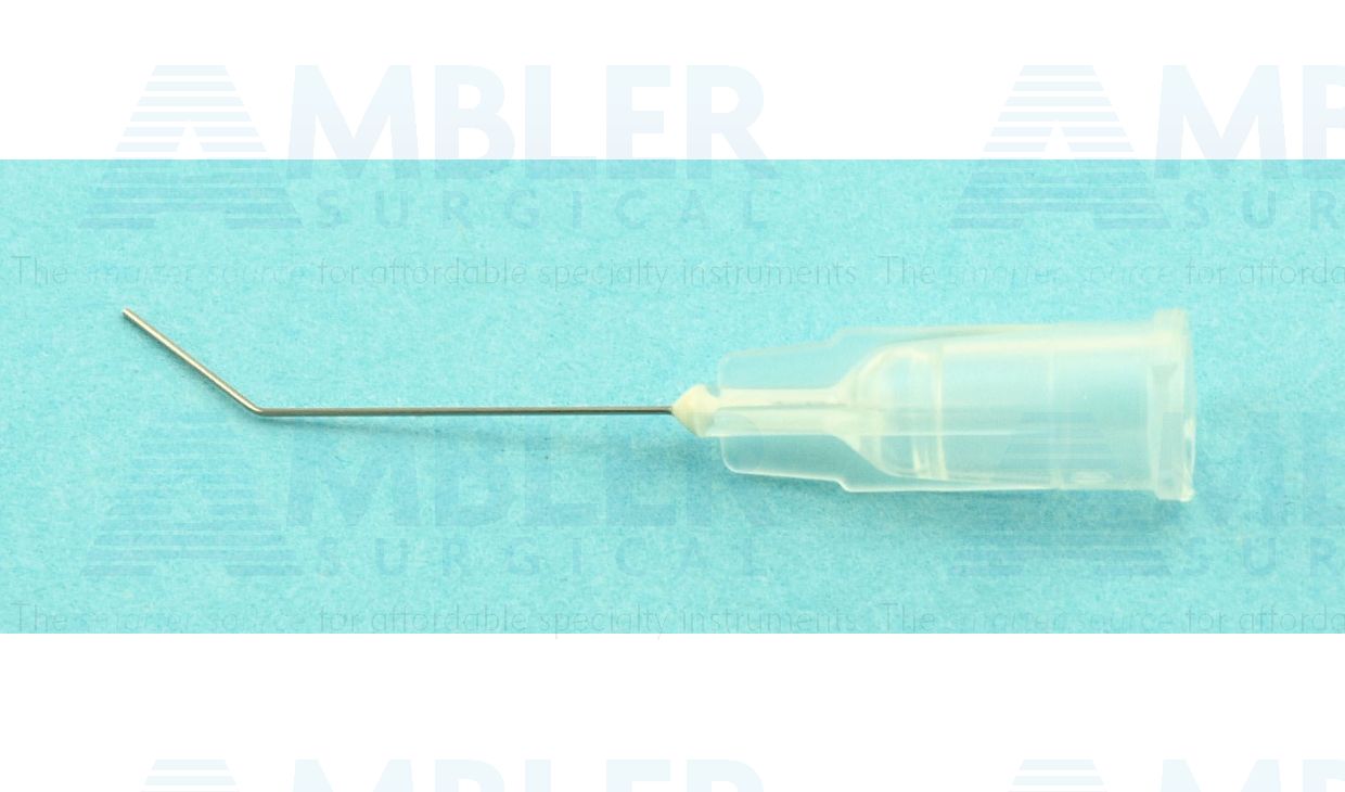 Anterior chamber rycroft cannula, 30 gauge x 7.0mm, angled tip, packaged individually, sterile, disposable, box of 10