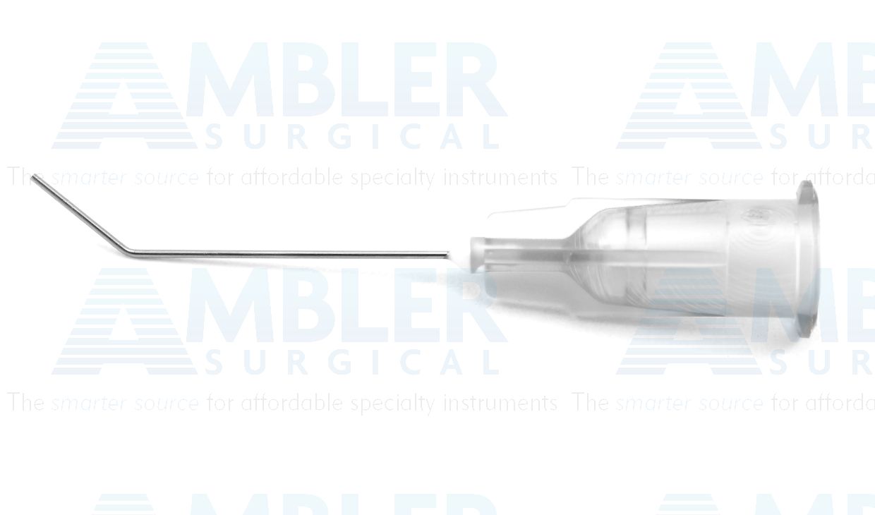 Anterior chamber rycroft cannula, 27 gauge x 6.0mm, angled tip, packaged individually, sterile, disposable, box of 10