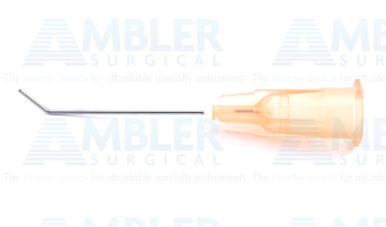Anterior chamber rycroft cannula, 25 gauge x 4.0mm, angled tip, packaged individually, sterile, disposable, box of 10