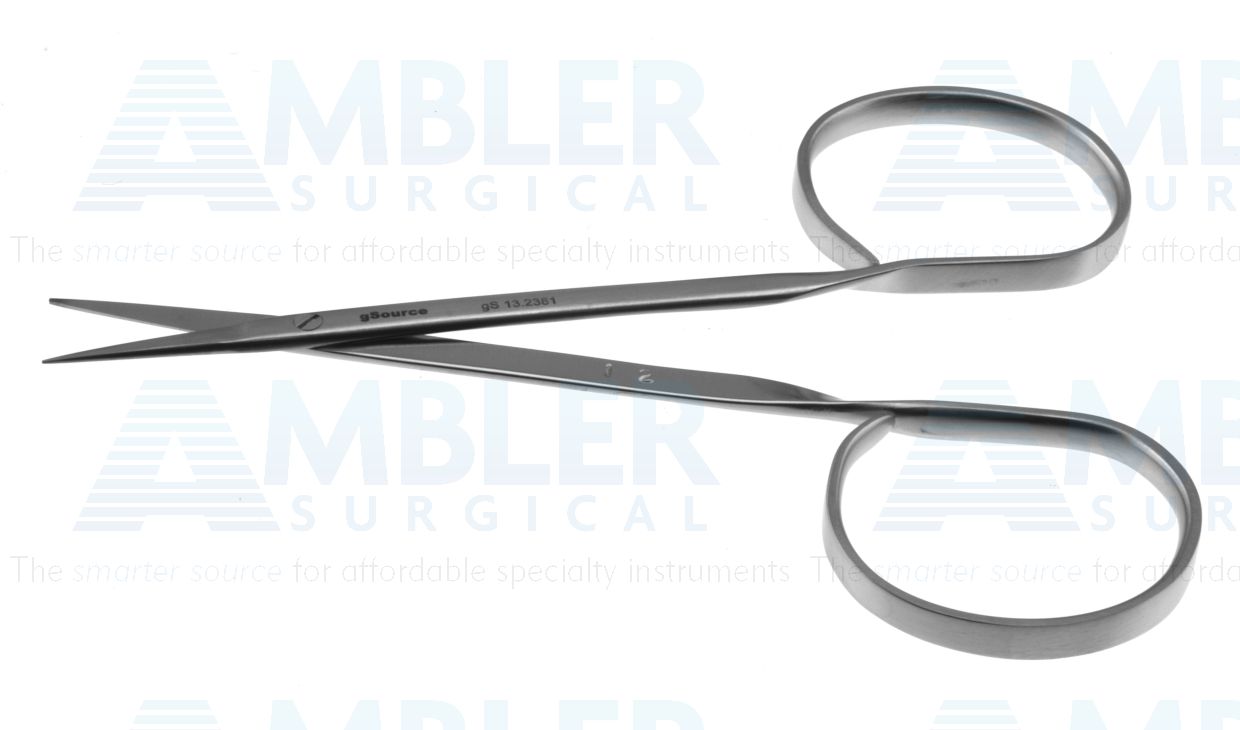 Iris scissors, 4 1/2'', straight blades, sharp tips, ribbon handle