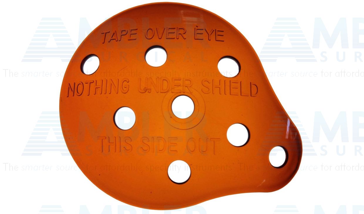 Orange polycarbonate eye shields, universal, non-sterile, packaged 100 per box