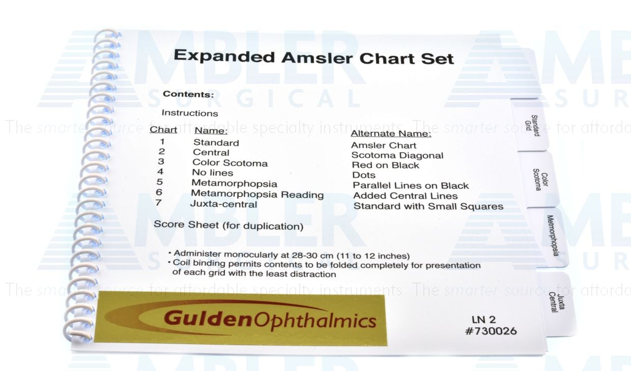 Amsler Grid Pad Recording Chart with White Background