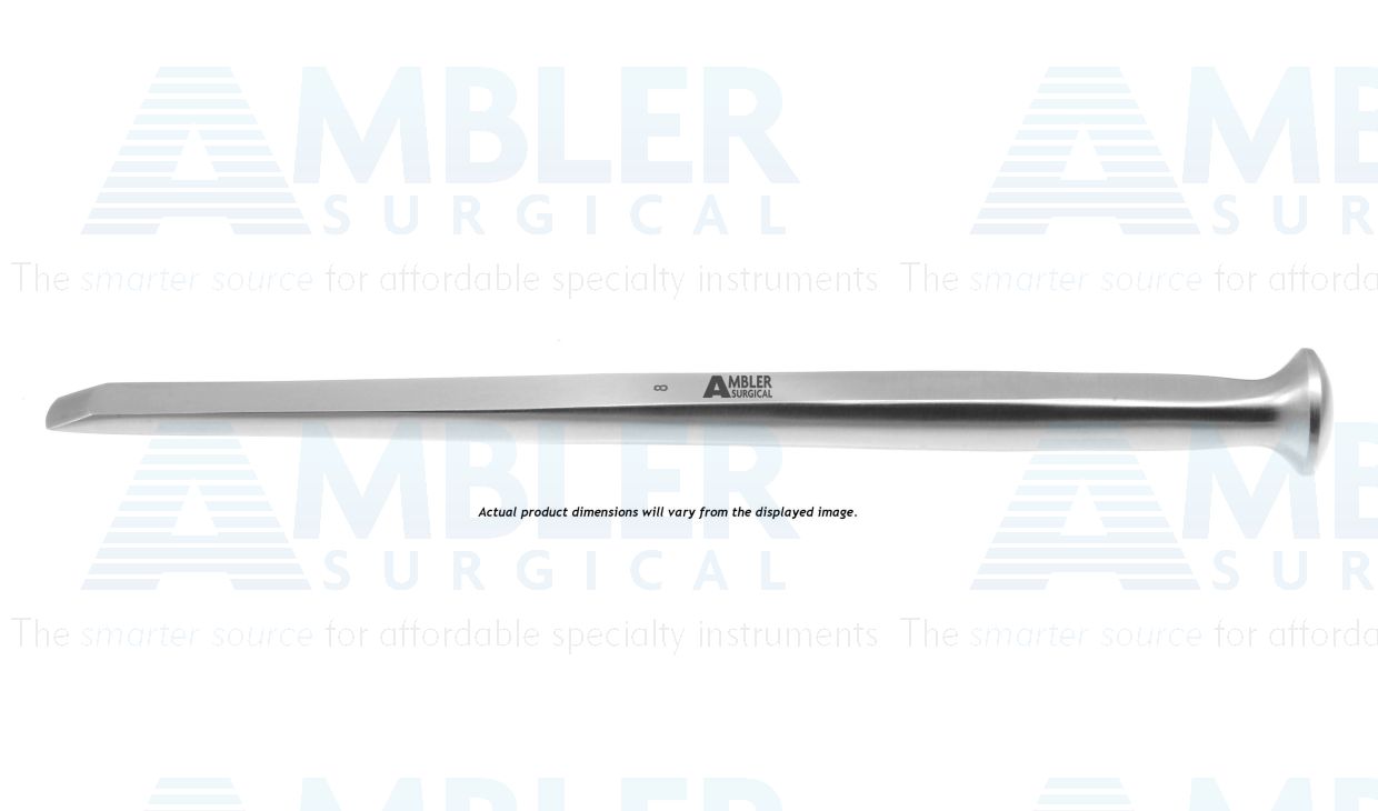 Alexander mastoid chisels, 7'',straight, 4.0mm wide edge, square handle