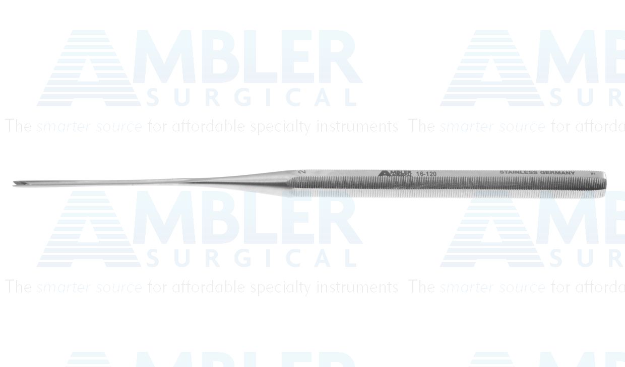 Ballenger chisel, 5 3/4'',straight, 2.0mm wide, V-shaped edge, hexagonal handle