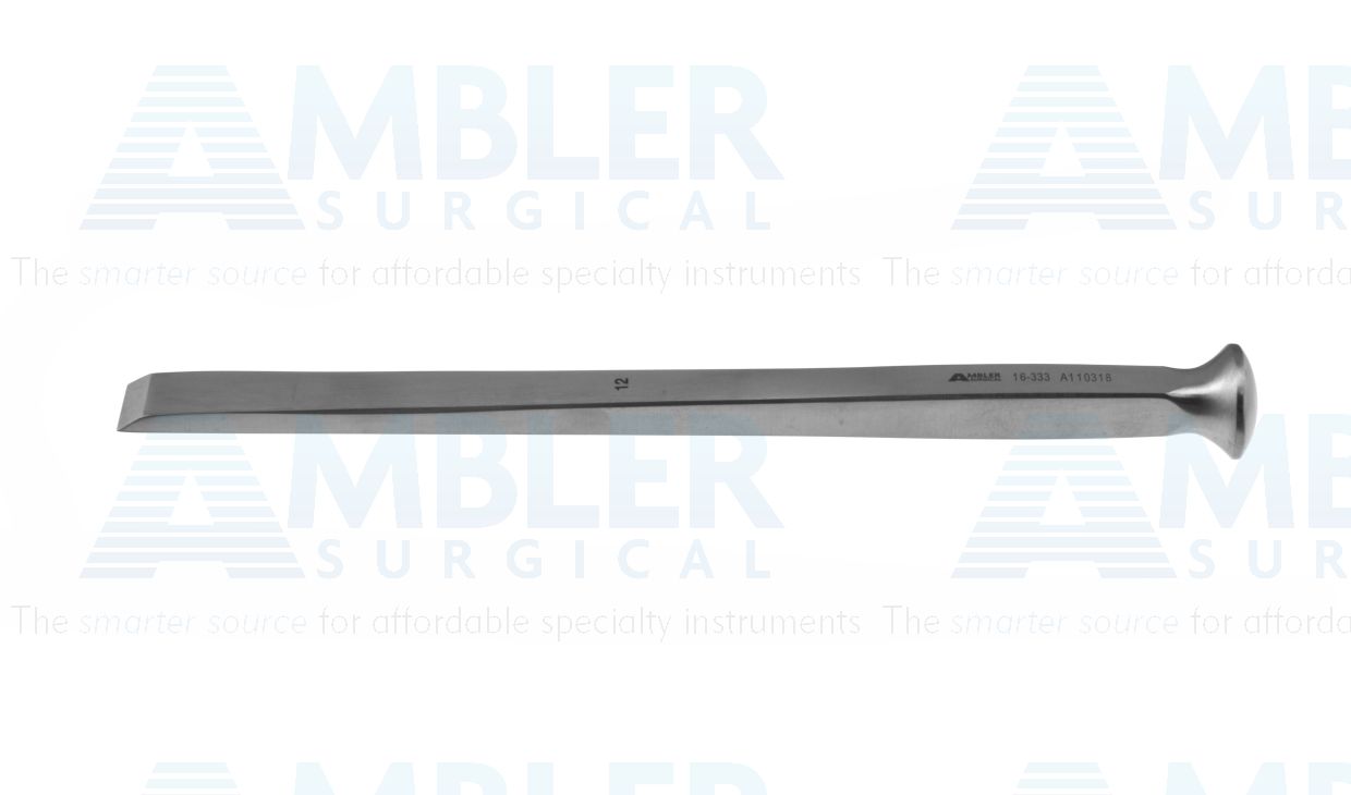 U.S. Army pattern bone chisel, 6 1/2'',straight, 12.0mm wide edge, square handle