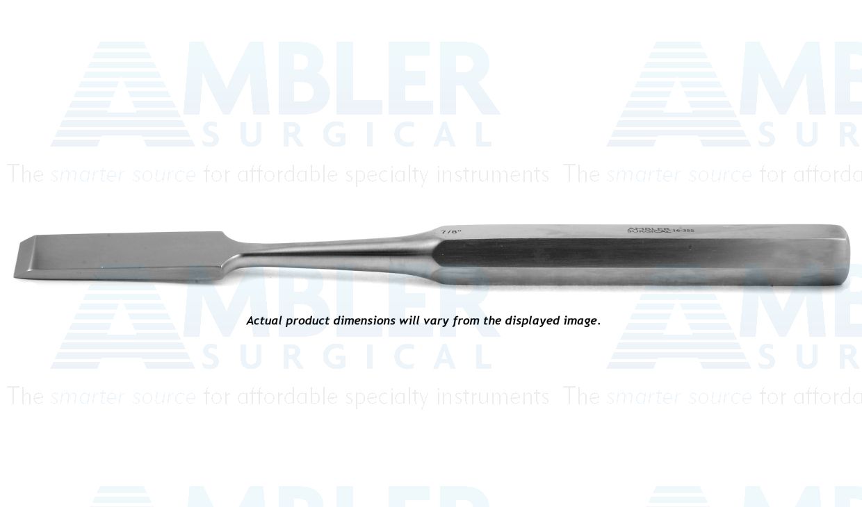 Hibbs chisel, 9'',straight, 6.0mm wide, hexagonal handle