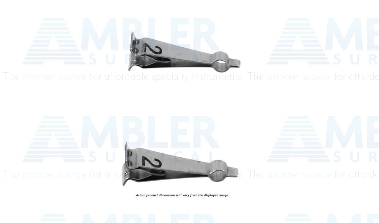 Tubal microsurgical approximator single clamps, straight jaws, for fallopian tube diameter 0.7mm, sold as a pair