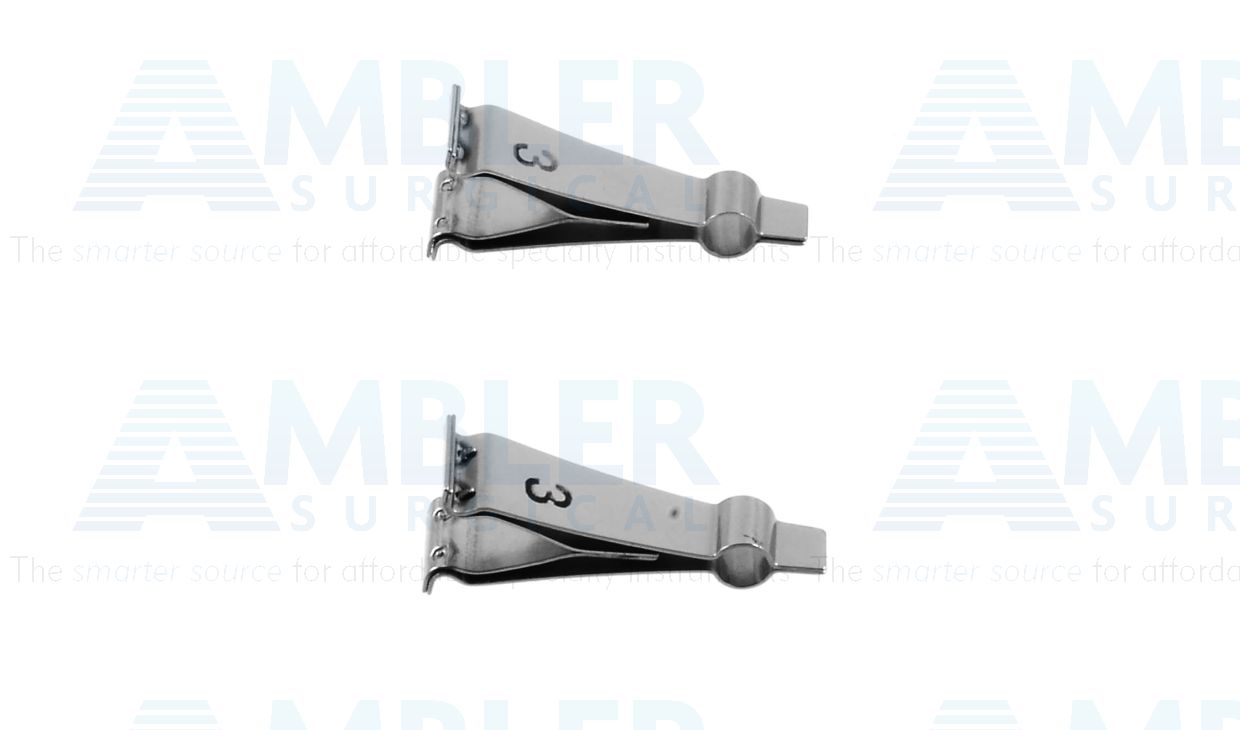 Tubal microsurgical approximator single clamps, straight jaws, for fallopian tube diameter 1.5mm, sold as a pair
