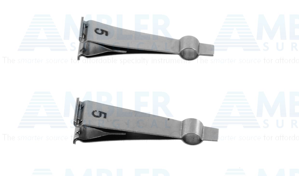 Tubal microsurgical approximator single clamps, straight jaws, for fallopian tube diameter 2.5mm, sold as a pair