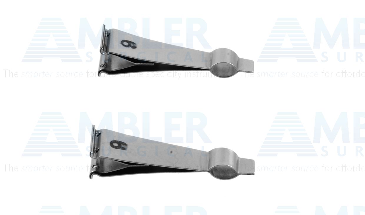 Tubal microsurgical approximator single clamps, straight jaws, for fallopian tube diameter 3.0mm, sold as a pair