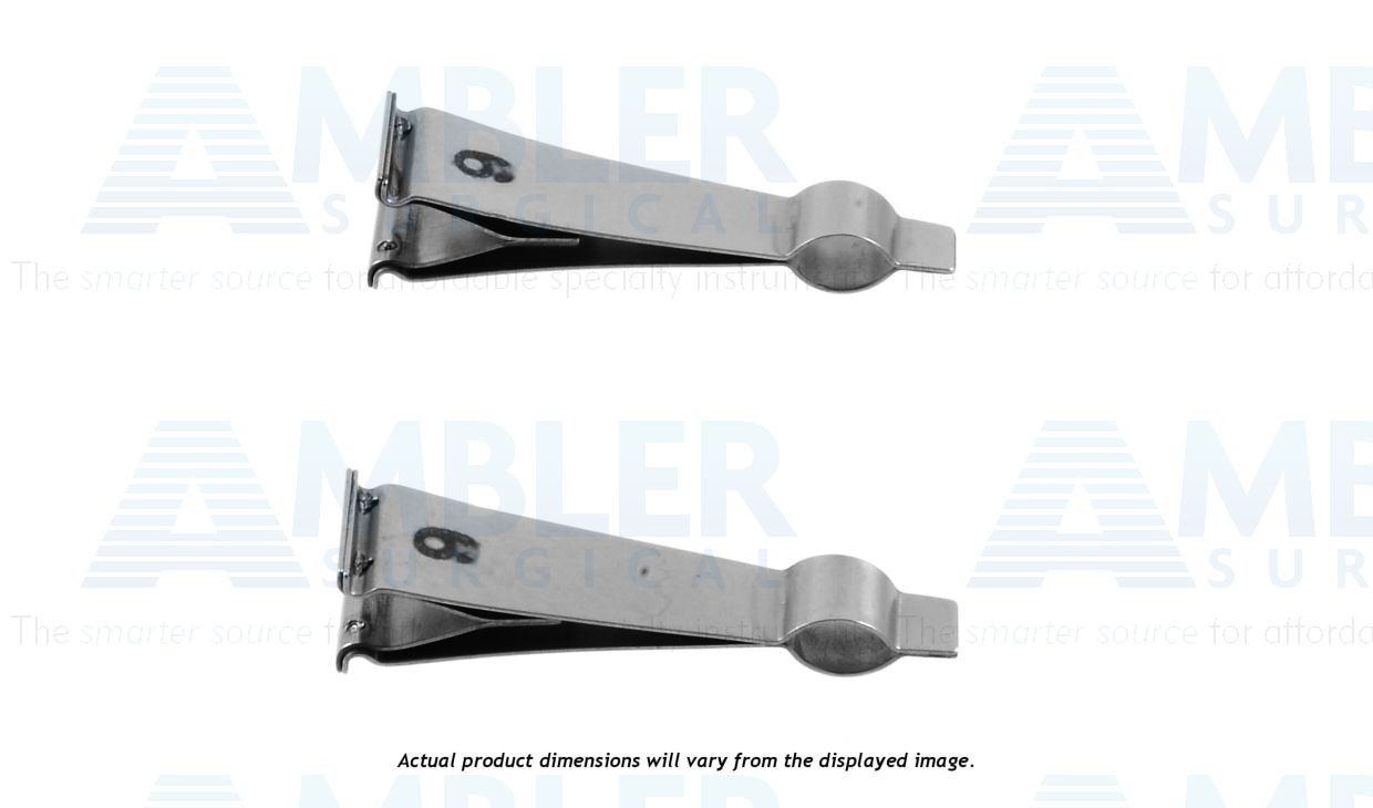 Tubal microsurgical approximator single clamps, straight jaws, for fallopian tube diameter 3.5mm, sold as a pair